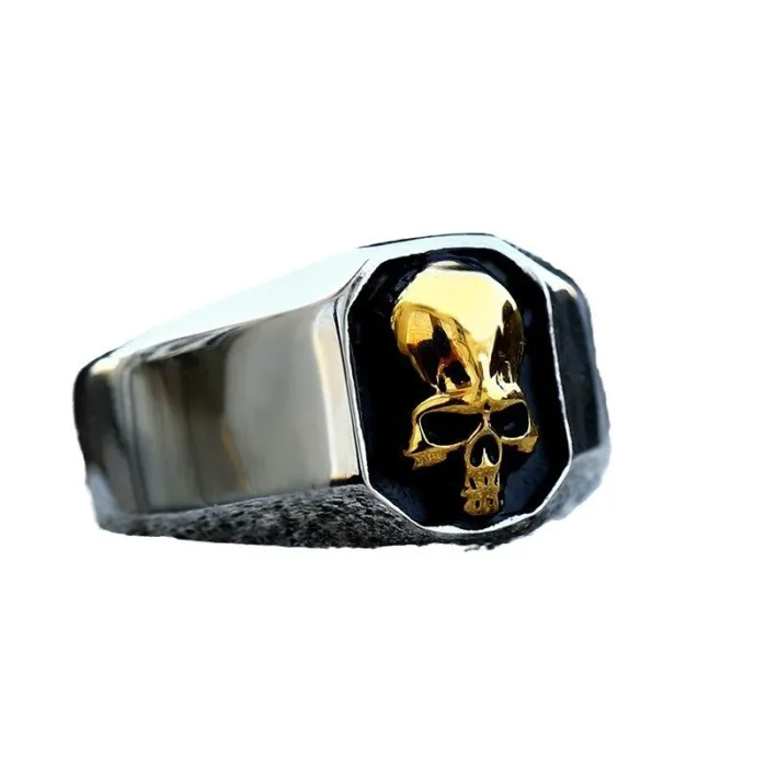 Punk Hip Hop Skull Titanium Steel Ring for Men – Stainless Steel Statement Jewelry