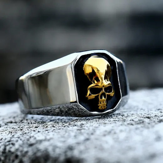 Punk Hip Hop Skull Titanium Steel Ring for Men – Stainless Steel Statement Jewelry - Ulikings