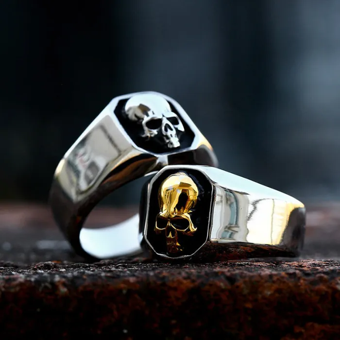 Punk Hip Hop Skull Titanium Steel Ring for Men – Stainless Steel Statement Jewelry