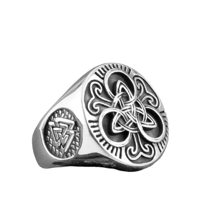 Viking Odin Triangle Rune Stainless Steel Ring for Men – Vintage Titanium Statement Band