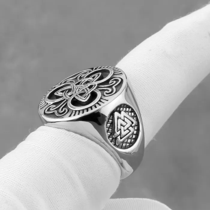 Viking Odin Triangle Rune Stainless Steel Ring for Men – Vintage Titanium Statement Band