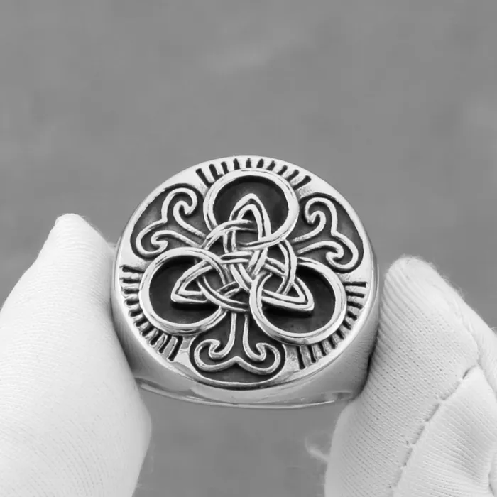 Viking Odin Triangle Rune Stainless Steel Ring for Men – Vintage Titanium Statement Band