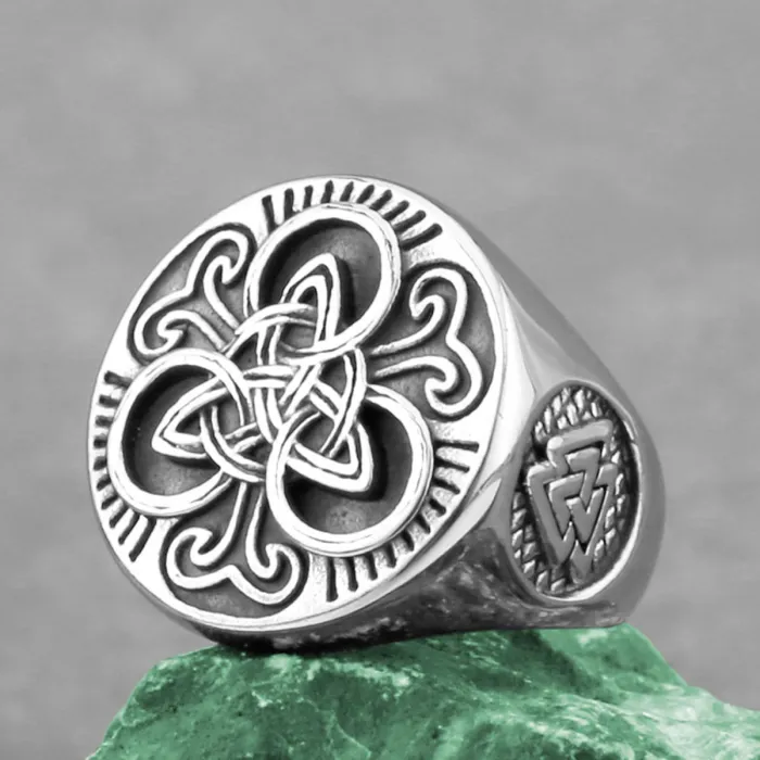 Viking Odin Triangle Rune Stainless Steel Ring for Men – Vintage Titanium Statement Band