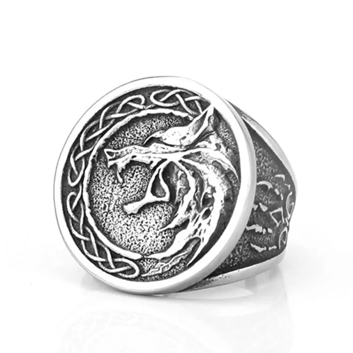 Viking Wolf Head Stainless Steel Ring for Men – Wolf Claw Hip Hop Titanium Statement Band