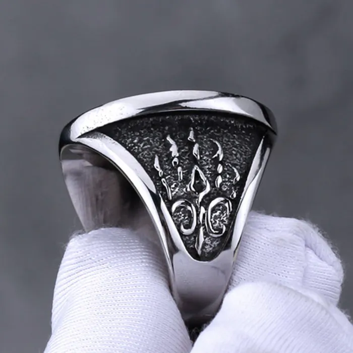 Viking Wolf Head Stainless Steel Ring for Men – Wolf Claw Hip Hop Titanium Statement Band