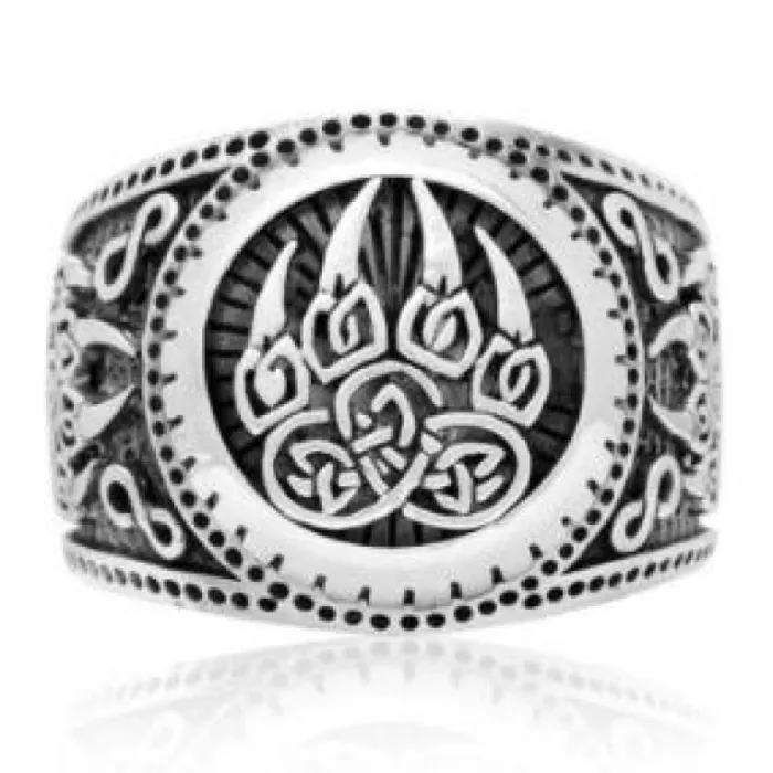Vintage Viking Bear Claw Ring for Men – Silver-Plated Mythology Statement Band