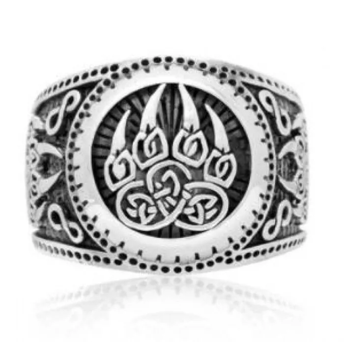 Vintage Viking Bear Claw Ring for Men – Silver-Plated Mythology Statement Band