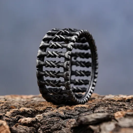 Vintage Bone Stud Stainless Steel Ring for Men – Bold Punk Statement Band - Ulikings