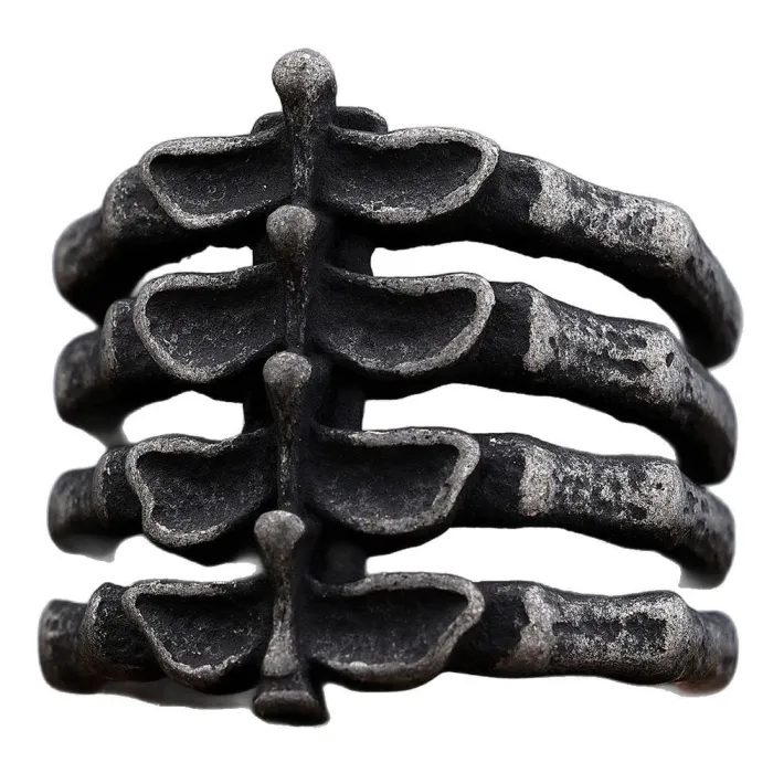 Vintage Skull Bone Ring for Men – Antique Pewter Punk Hip Hop Statement Jewelry