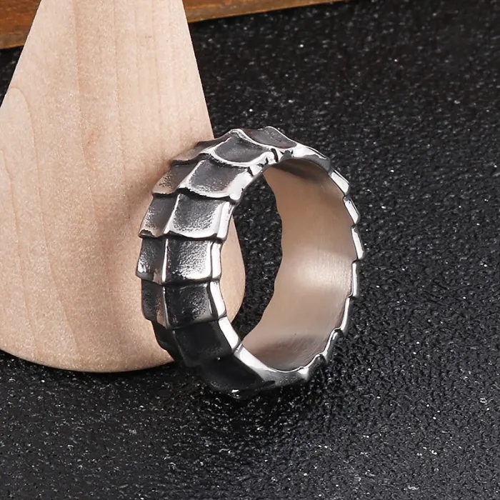 Vintage Dragon Stainless Steel Ring for Men – CZ Stone Cast Statement Band