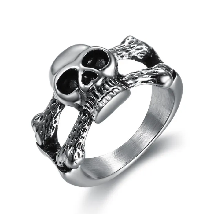 Minimalist Skull Bone Stainless Steel Ring for Men and Women – Vintage Punk Jewelry
