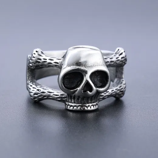 Minimalist Skull Bone Stainless Steel Ring for Men and Women – Vintage Punk Jewelry - Ulikings