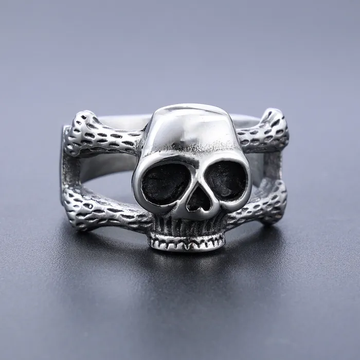 Minimalist Skull Bone Stainless Steel Ring for Men and Women – Vintage Punk Jewelry
