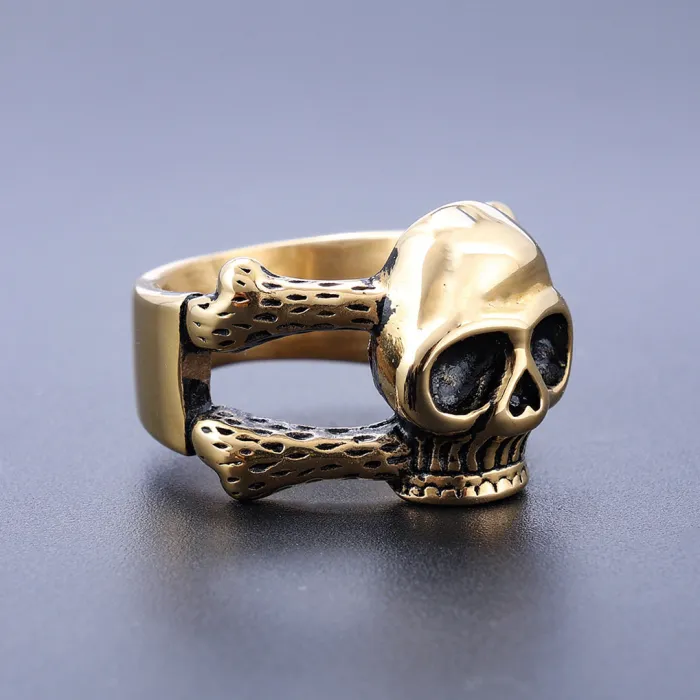 Minimalist Skull Bone Stainless Steel Ring for Men and Women – Vintage Punk Jewelry