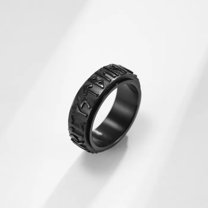 Vintage Viking Rune Spinner Ring for Men – Titanium Steel Fidget Statement Band