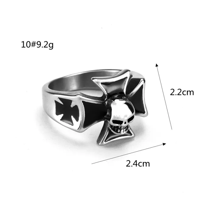Vintage Skull Cross Titanium Steel Ring for Men – Rustproof Hypoallergenic Statement Jewelry