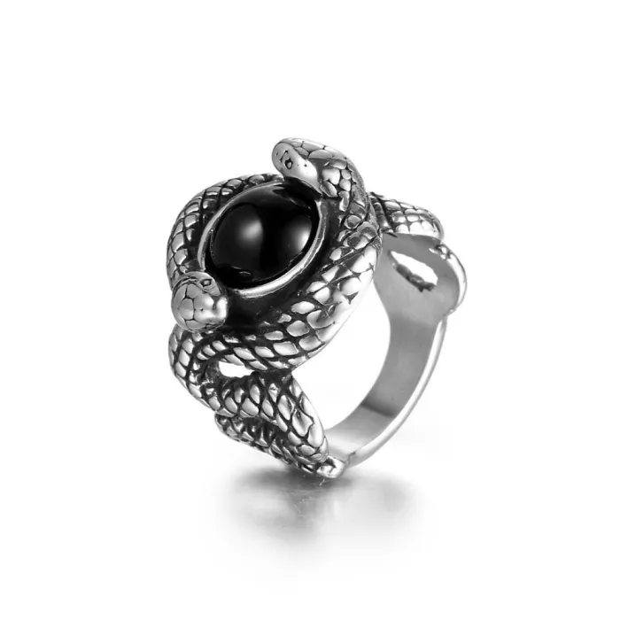 Vintage Double Snake Titanium Steel Ring for Men – Royal-Inspired Statement Jewelry SA1144