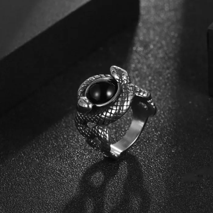 Vintage Double Snake Titanium Steel Ring for Men – Royal-Inspired Statement Jewelry SA1144