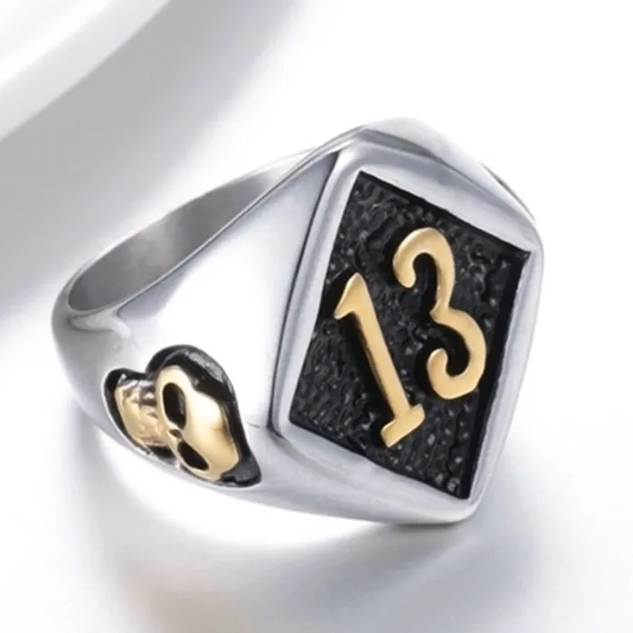 Wholesale Lucky Number 13 Skull Ring – Vintage Stainless Steel Men’s Band Factory Price