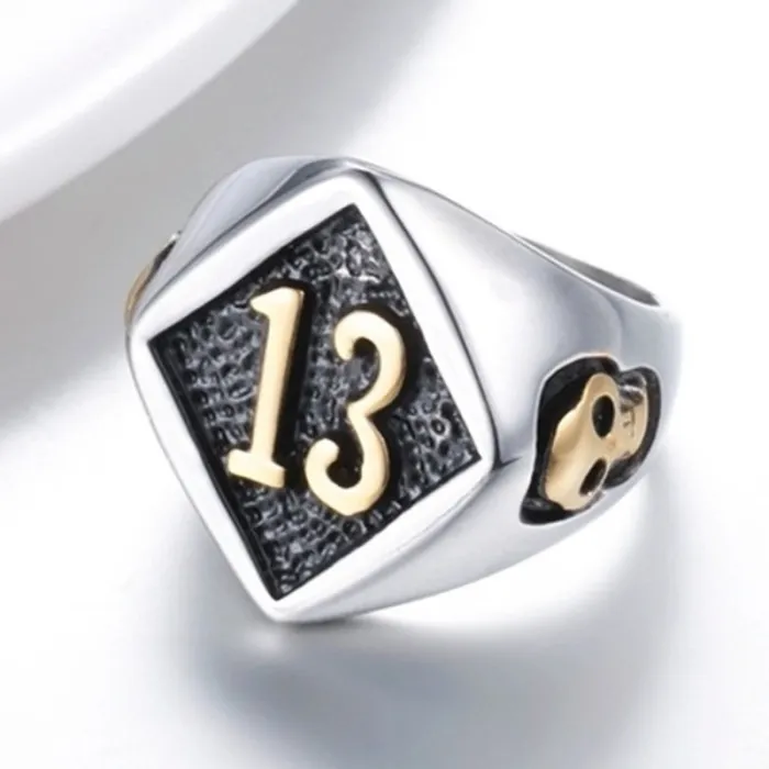 Wholesale Lucky Number 13 Skull Ring – Vintage Stainless Steel Men’s Band Factory Price
