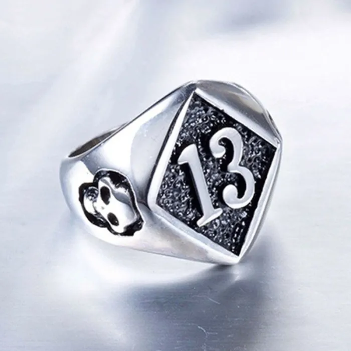 Wholesale Lucky Number 13 Skull Ring – Vintage Stainless Steel Men’s Band Factory Price