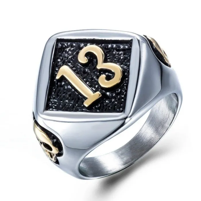 Wholesale Lucky Number 13 Skull Ring – Vintage Stainless Steel Men’s Band Factory Price