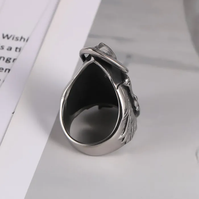 Wholesale Vintage Grim Reaper Scythe Ring – Stainless Steel Men’s Band Factory Price