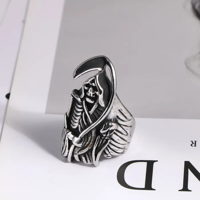 Wholesale Vintage Grim Reaper Scythe Ring – Stainless Steel Men’s Band Factory Price