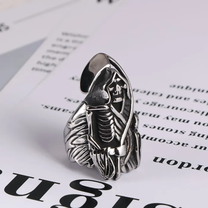 Wholesale Vintage Grim Reaper Scythe Ring – Stainless Steel Men’s Band Factory Price