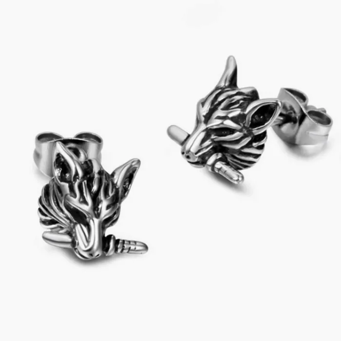 Wholesale Vintage Wolf Head Earrings – Stainless Steel Animal Jewelry Factory Price