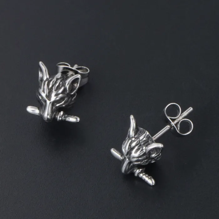 Wholesale Vintage Wolf Head Earrings – Stainless Steel Animal Jewelry Factory Price