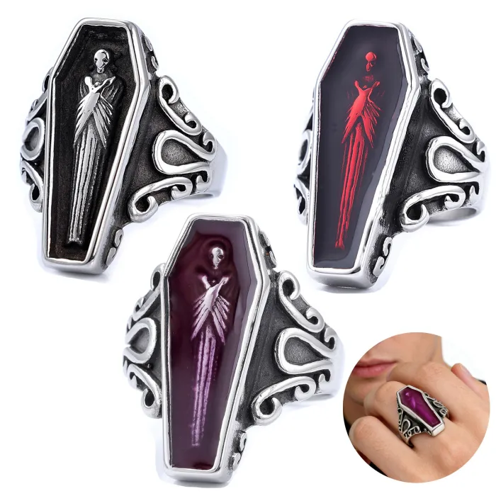 Wholesale Vintage Zombie Coffin Ring – Stainless Steel Gothic Men’s Band Factory Price