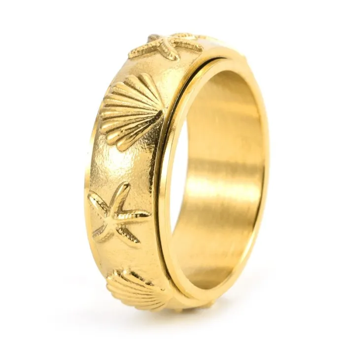 Wholesale Vintage Starfish Shell Spinner Ring – Stainless Steel Rotating Band Factory Price
