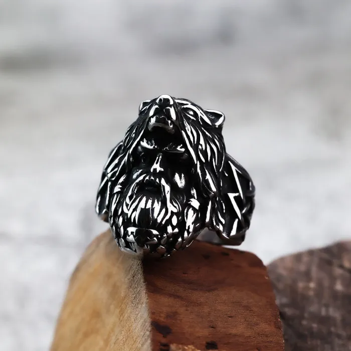 Wholesale Viking Bear Warrior Ring – Nordic Mythology Stainless Steel Men’s Band Factory Price