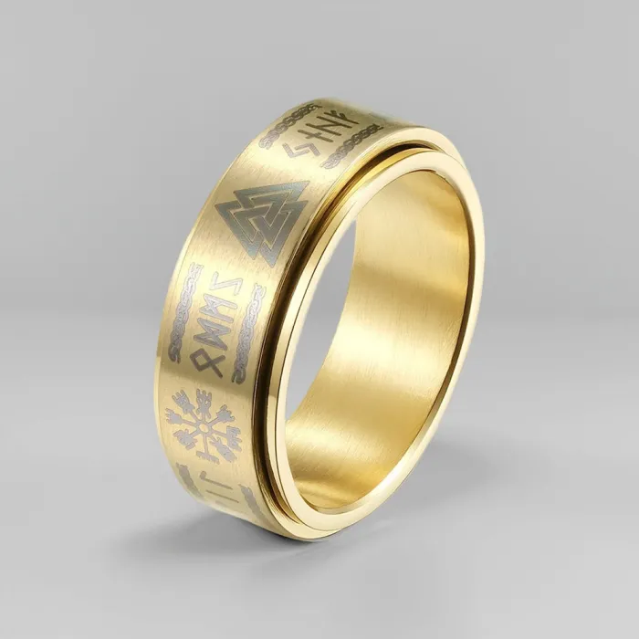 Wholesale Viking Valknut Rune Compass Spinner Ring – Stainless Steel Rotating Band Factory Price