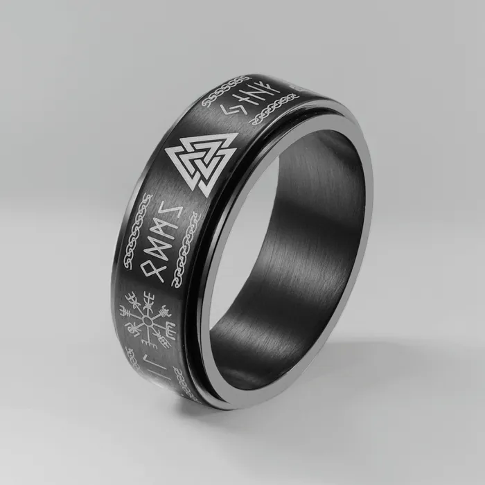 Wholesale Viking Valknut Rune Compass Spinner Ring – Stainless Steel Rotating Band Factory Price