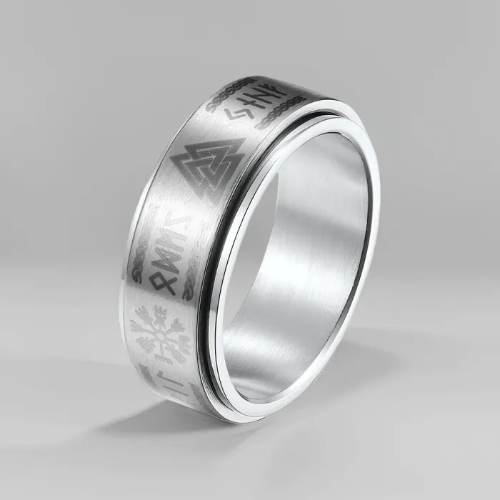 Wholesale Viking Valknut Rune Compass Spinner Ring – Stainless Steel Rotating Band Factory Price